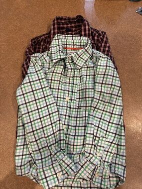 Carter's Men's Green Plaid Button-Up Shirt and red/black baby gap - 4t